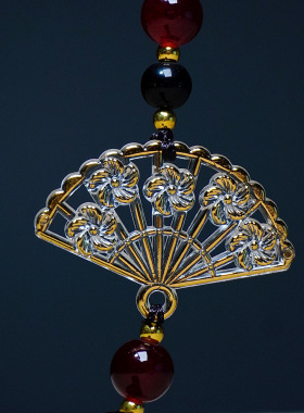 越南芽庄黑油老料沉香扇古风古典工艺品摆件复古天然沉香折扇挂坠