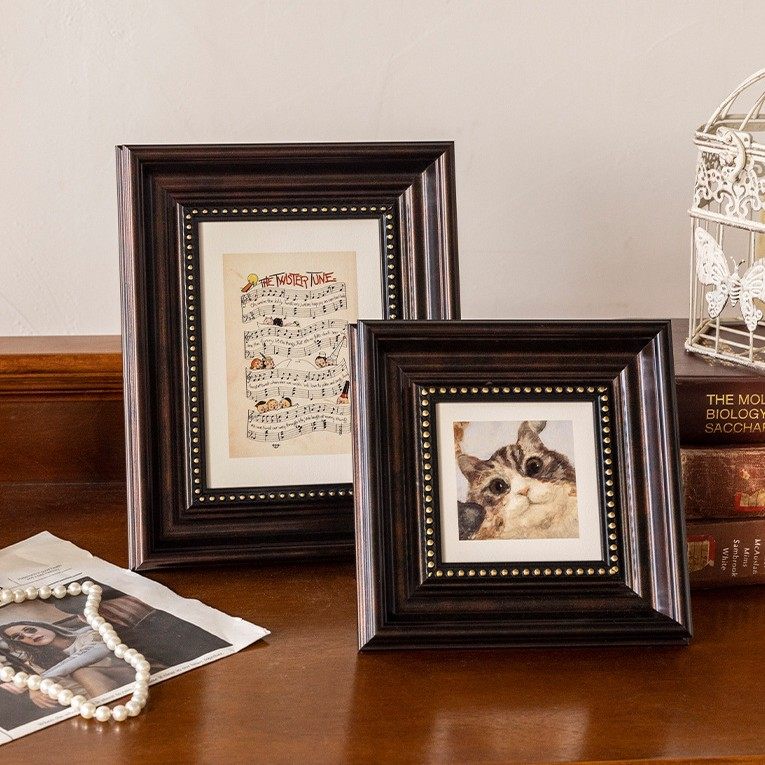 Vintage Photo Frame Display Decoration Wall Hanging Black Picture Frame French Retro Puzzle Large Picture Frame