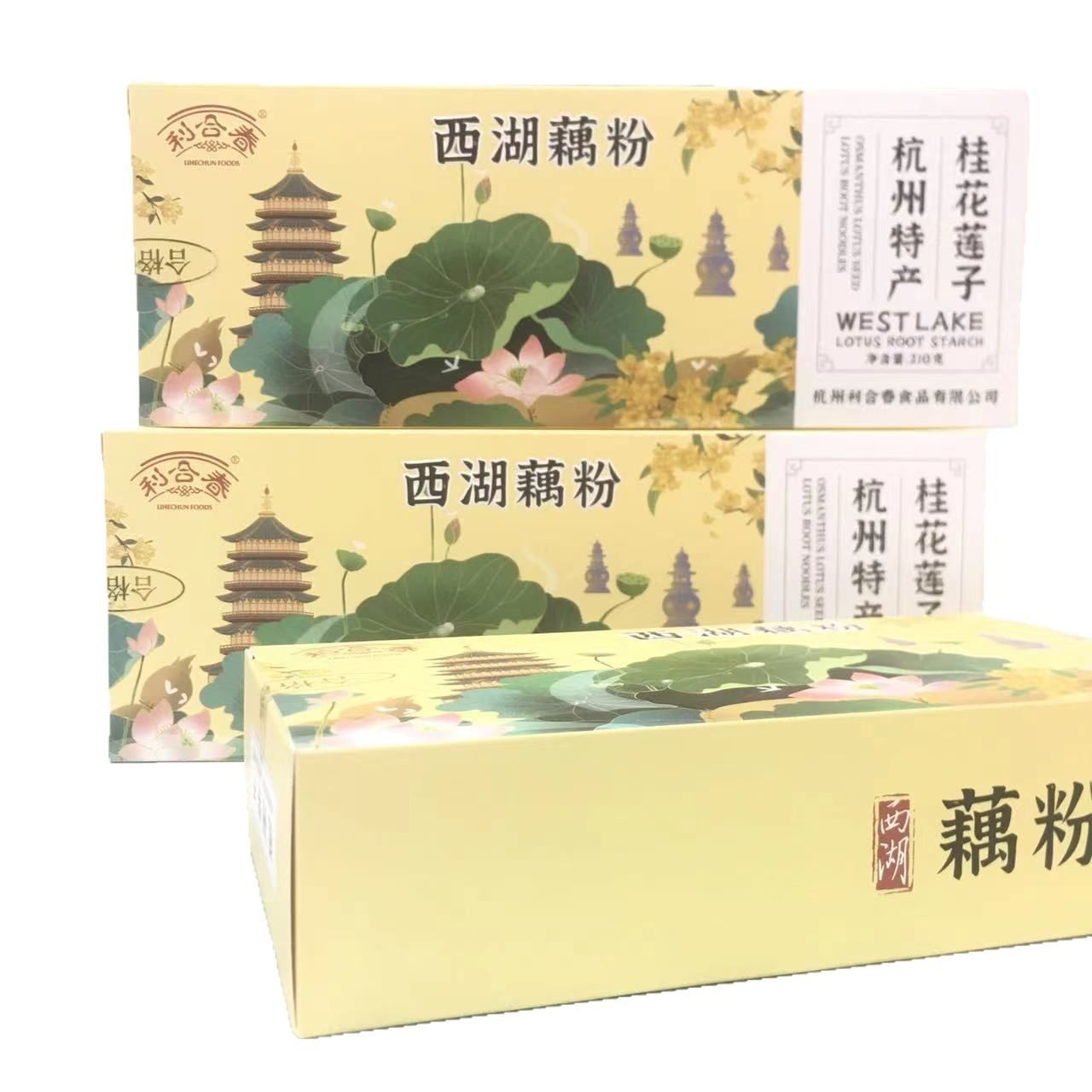 Li He Chun West Lake Lotus Root Starch Instant Lotus Root Starch Soup Black Sugar Red Jujube Osmanthus Lily Original Hangzhou Specialty Boxed 210g