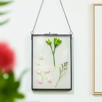 Metal Border Photo Frame Glass Frame DIY Flower Art Brass Hanging Photo Frame Transparent Mini Photo Frame
