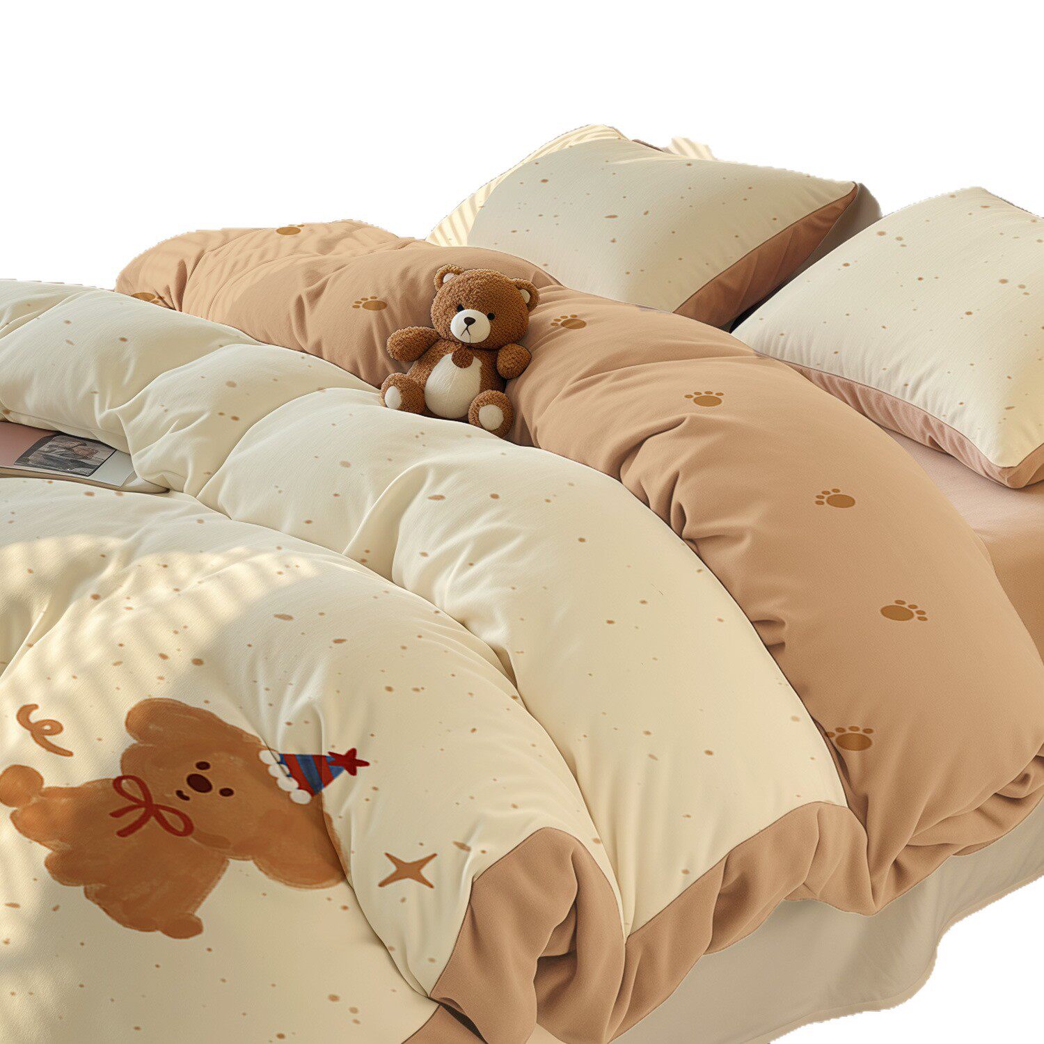 Class a Washed Cotton Three-Piece Bedding Set, Single Bed Sheet, Duvet Cover, Ins-Style Fresh Student Dormitory Single Bed Four-Piece Set