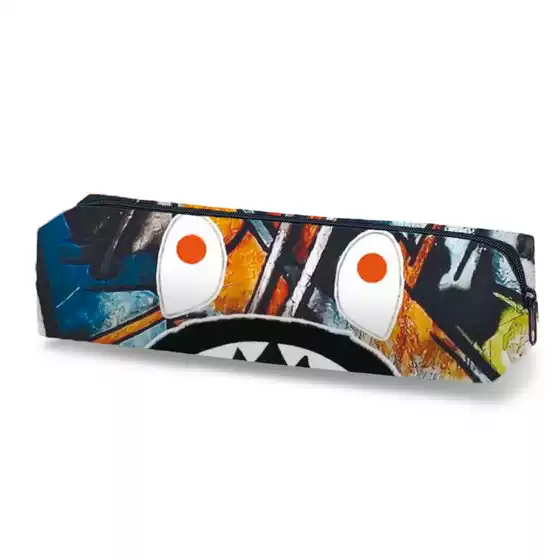 Cross-Border Shark Cartoon Polyester Full-Print Pencil Case Portable Simple Stationery Box Custom Pencil Case Factory Wholesale