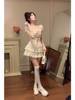 Pastoral Princess 2.0 Summer Ballet Style Sweet Top Puff Skirt Waist Slimming Hot Girl Skirt Two-Piece Set