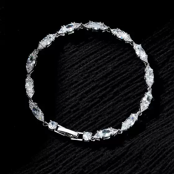 New Zircon Bracelet AAA Zircon Inlaid Platinum-Plated Jewelry Simple Versatile Factory Direct