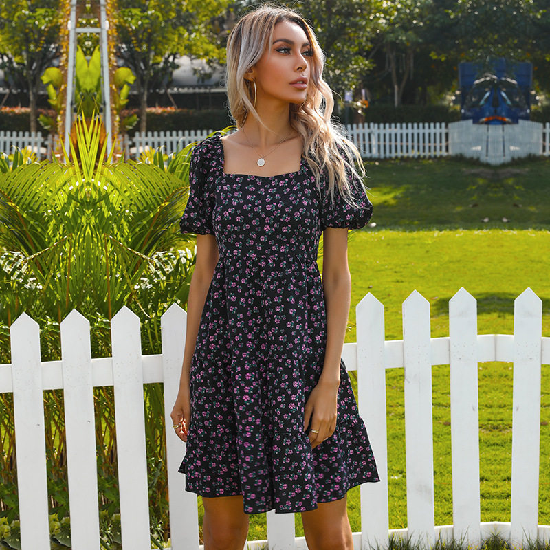 Floral Ruffle One Shoulder Dress French Country Style Pleated Design Lightweight Fabric Perfect for Summer Events