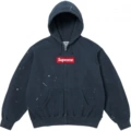 G540 # Maison Margiela Collaboration SS26 Splash-Ink Pattern American-Style Zip-Up Hoodie in Royal Blue