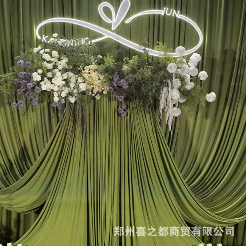 Wedding Milk Silk Backdrop Curtain Hotel Wedding Drape Stage Wedding Curtain Venue Curtain Handmade Craft