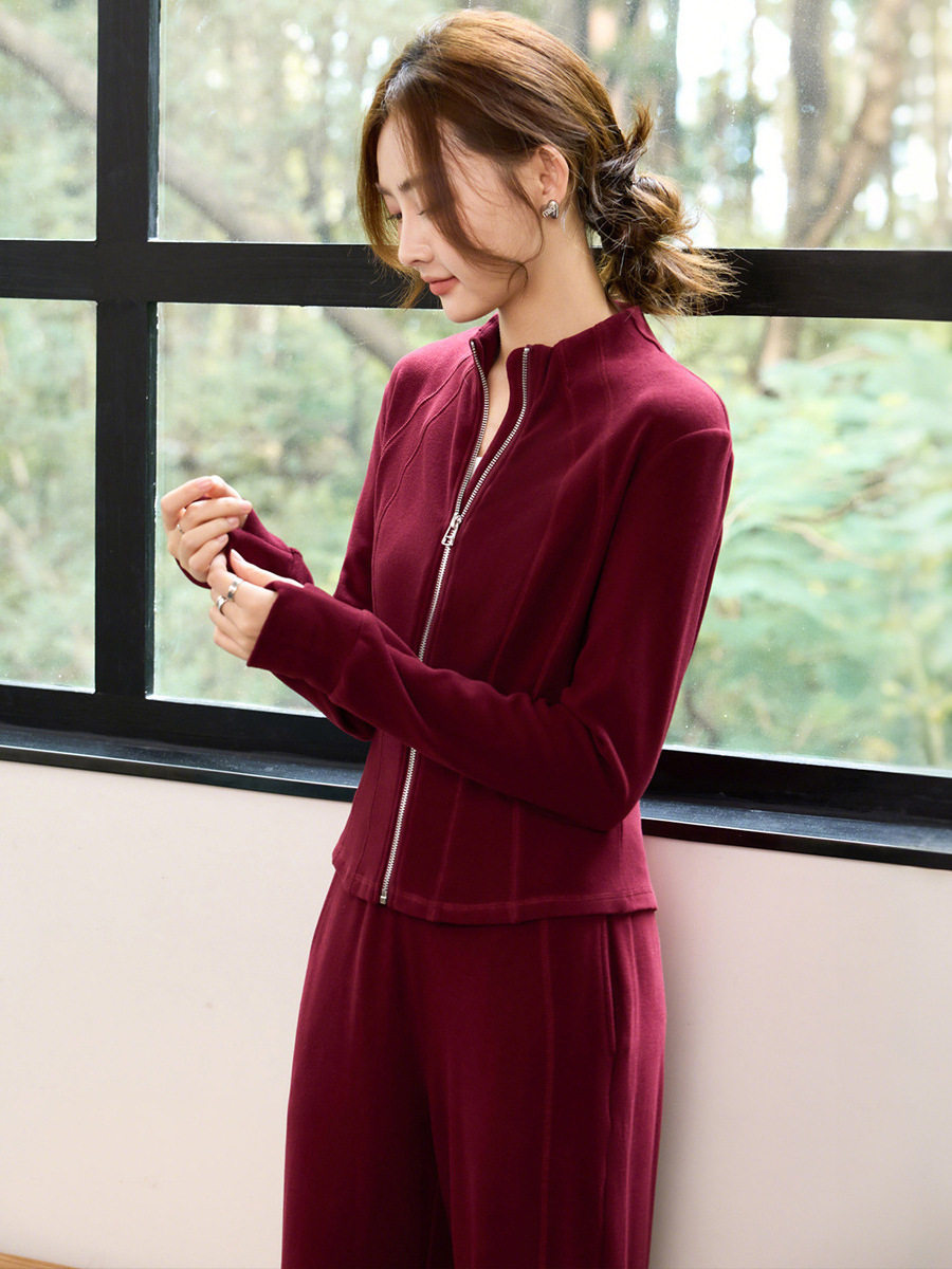 Trendy Fashion Women's Two-Piece Set 2025 Autumn New Deconstructed Slimming Jacket Wide-Leg Pants Sports Complete Set