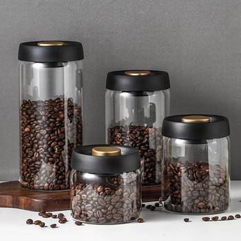 Coffee Bean Storage Tank Vacuum Glass Sealed Tank Push-Type Storage Tank Milk Powder Tea Moisture-Proof Storage Storage Tank