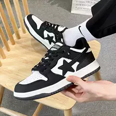 Street Style Burst-Pattern Meteor Skateboard Shoes, Casual Breathable Black, Brown, and Yellow Vintage Star Sneakers, Trendy Shoes for Men and Women