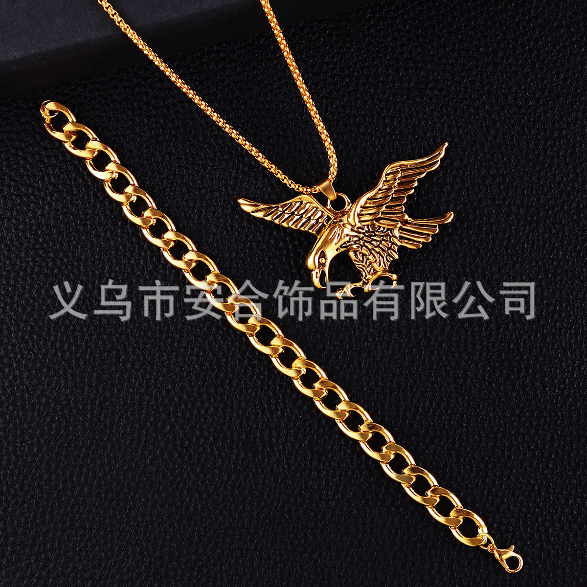 European and American fashion street hip-hop eagle pendant stainless steel chain men's necklace simple personality cross-border jewelry wholesale