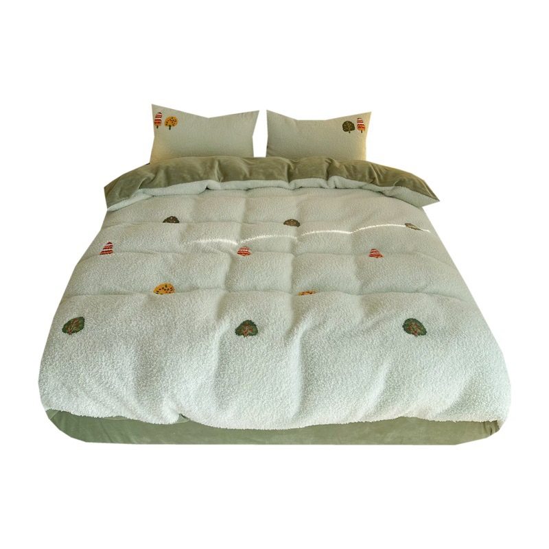Magic Forest | in Healing Cream Green Thickened Milk Velvet Four-Piece Winter Coral Velvet Falevelvet Bed Fit