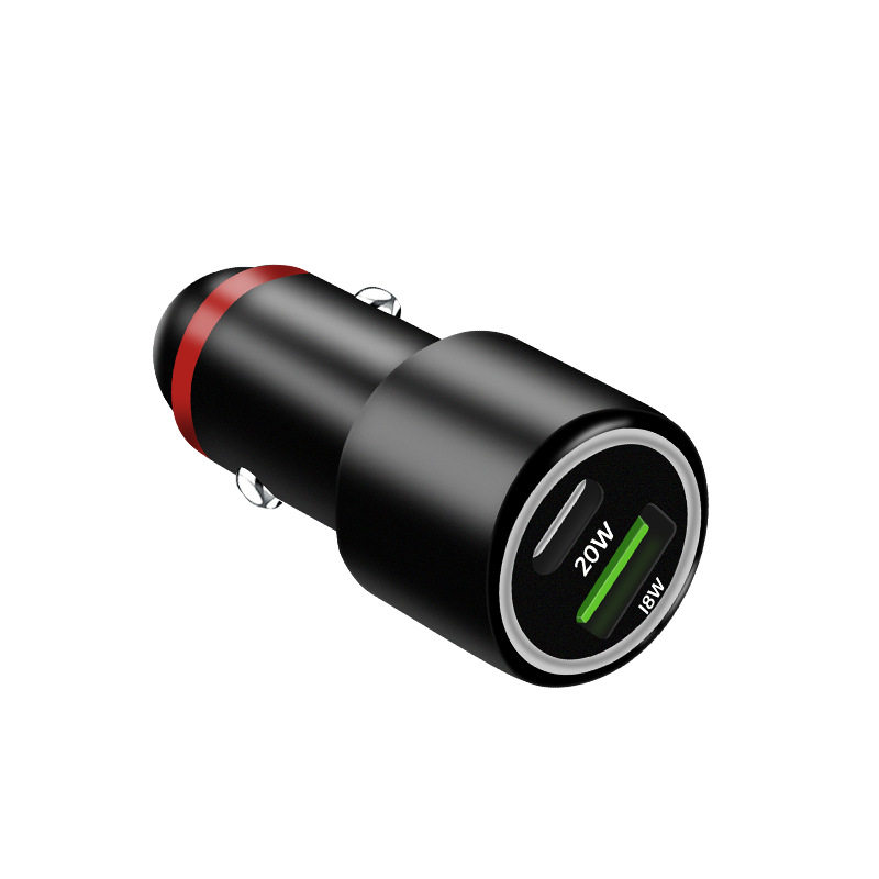 Metal Color Ring Pd Aluminum Alloy Car Charger Fast Charging Qc3.0+Pd Car Phone Flash Charging Gravity Car Charger