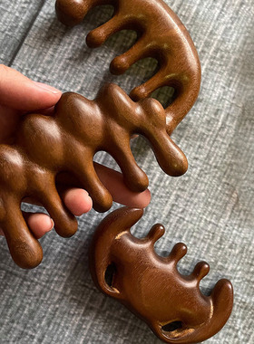 金丝木木梳子按摩梳子头部经络梳原木天然整块五指梳按摩檀木大齿