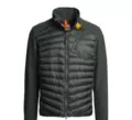 Spliced ​​stand collar non-hooded military green down jacket