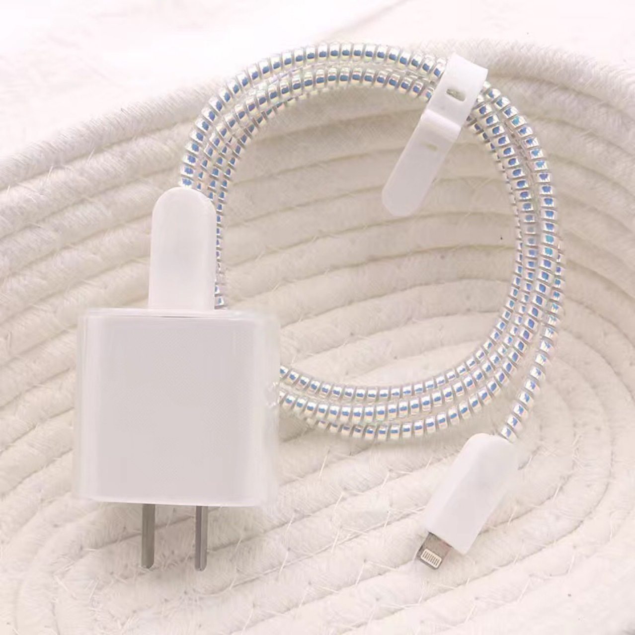 Casual Black Suitable for Apple Charger 20W Protective Cover Data Cable Silicone Cover Cable Winder