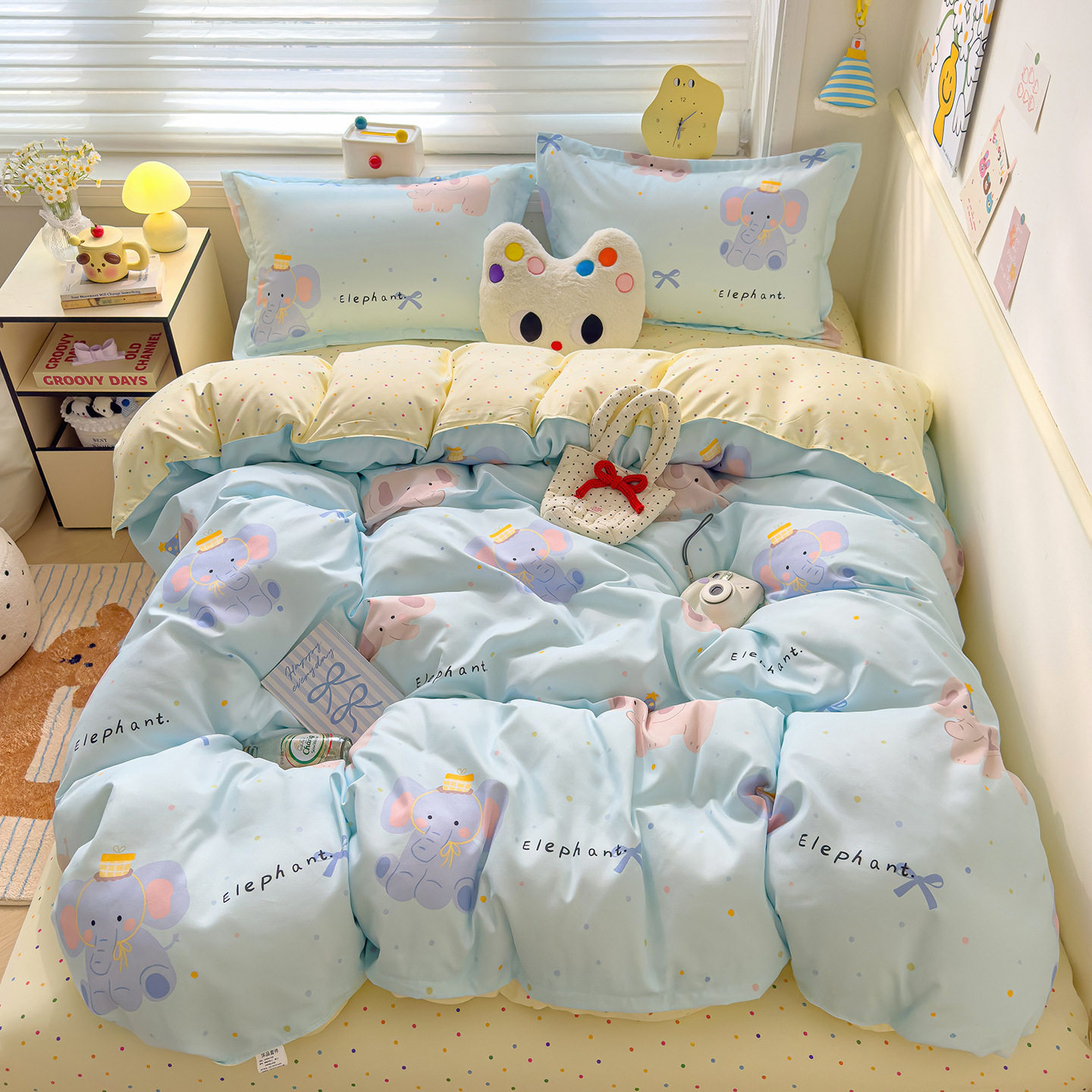 「より厚い」9 Happy Elephant [毛玉なし、色あせなし]