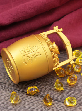 仿铜元一桶金摆件中式小水桶聚盆家用客厅装饰品复古元摆件