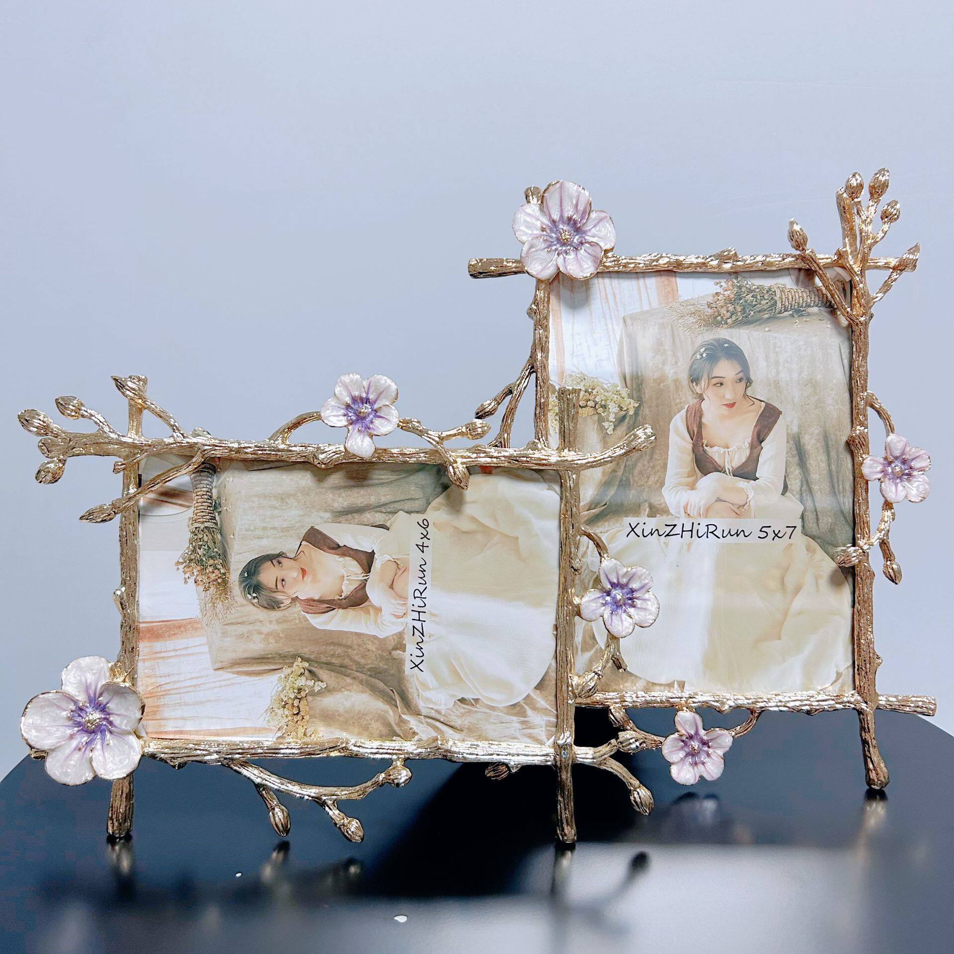 European Scandinavian Retro Golden Modern Simple Accessible Luxury Enamel Picture Frame Creative Metal Photo Frame Table Exquisite 67