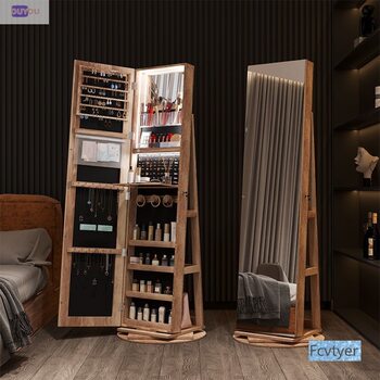 Rotating Floor Mirror Storage Full-Body Mirror Vertical Large-Capacity Dormitory Wall-Mounted Storage Integrated Floor Mirror