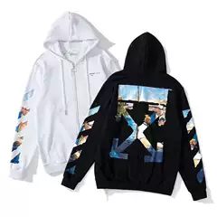Spring, Autumn and Winter Trendy Brand Off Graffiti Oil Painting Arrow Cardigan Men and Women Loose Couple Wear Ow Zipper Sweatshirt Jacket Ins