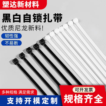 Factory Direct Sales Nylon Cable Ties Self-Locking Plastic Tie Straps Fixing Straps Black White Cross-Border Ready Stock Durable