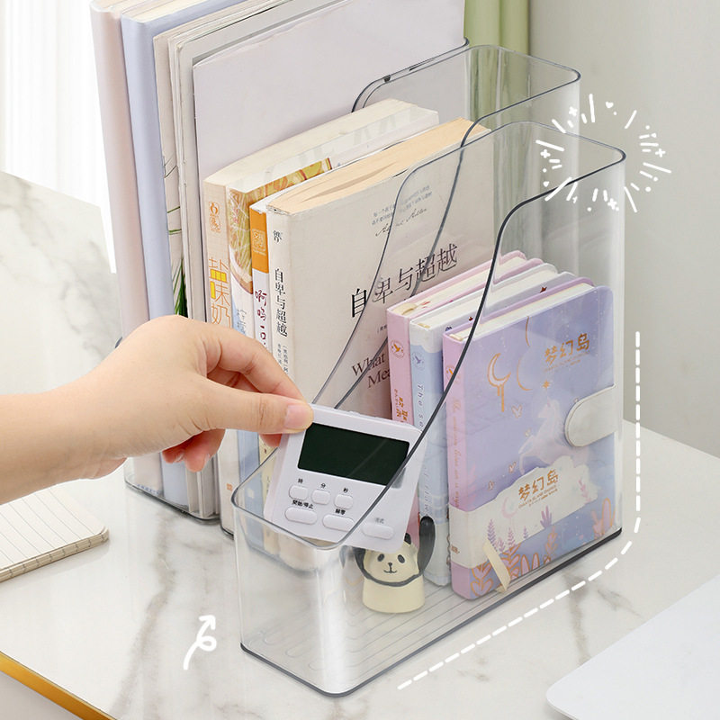 Transparent Desktop Vertical File Storage Box Office Data File Rack a4 Paper Basket Rack Large Opening Book Stand File Rack