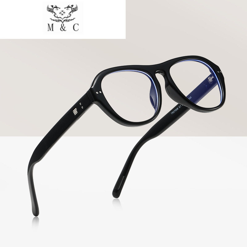 2025 New Gm Ultra-Light Tr Glasses Frame for Women, Versatile Flat Glasses, Early Eight Plain-Faced Round Face Anti-Blue Light Glasses