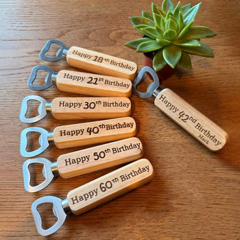 Cross-Border Exclusive Wooden Stainless Steel Household Bottle Opener, Personalized Birthday Customization with Engraving, Wine Bottle Opener