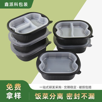 Disposable Double-Layer Packaging Box for Noodle Soup, Separate Double-Compartment Take-Out Lunch Box, Layered Lunch Box with Lining, Microwaveable