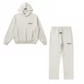 Light gray hooded top + straight-leg pants set