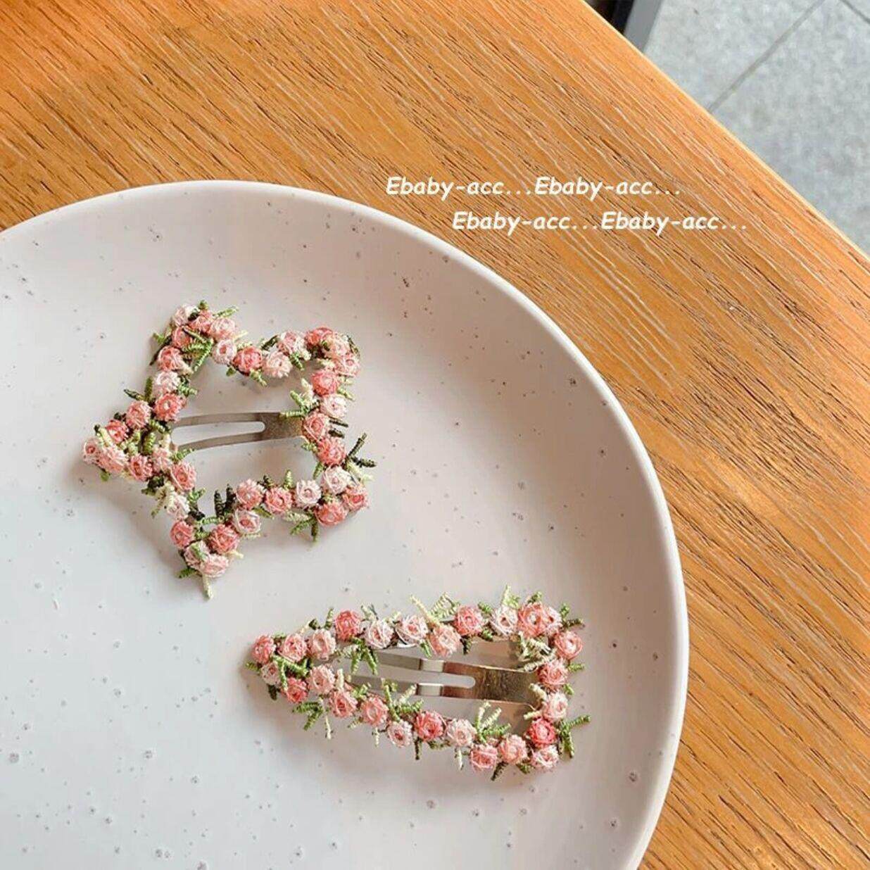 手工花朵发夹发BB夹高颜值儿童爱心五角星侧边碎发夹后脑可爱