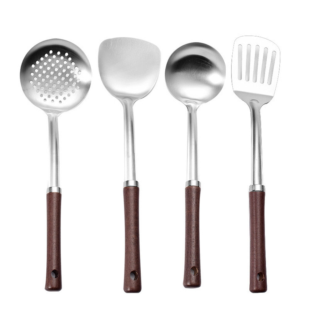 Stainless steel rosewood handle cooking spoon shovel kitchenware five pieces suit anti-scalding soup spoon spatula spoon shovel set
