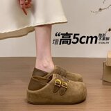Женская обувь Birkenstock на толстой подошве с внутренней отделкой, "все включено", новинка 2026 года, осенние тонкие туфли Birkenstock, мокасины в горошек