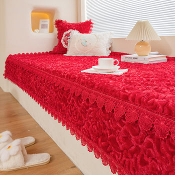 Rose Velvet Carpet Bedroom Bay Window Mat Thickeneded Ins Style Scandinavian Popular Room Master Bedroom Window Sill Autumn and Winter Mat