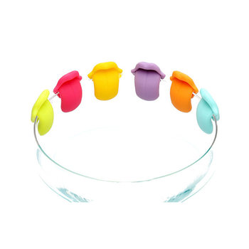 Creative Tongue Mark Number, Personalized Silicone Wine Glass, Glass Cup Holder, Tongue Wine Glass Identifier, 6 Pack