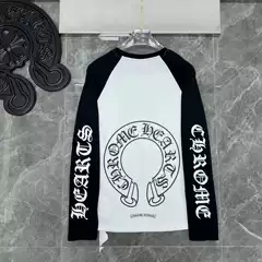 High-End Version of the Long-Sleeved T-Shirt with Horseshoe Print and Color-Blocked Raglan Letter Print, Unisex