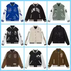 Correct Version Am1R1 Iconi Printed Bone Print Aviator Casual Jacket Unisex Baseball Jacket