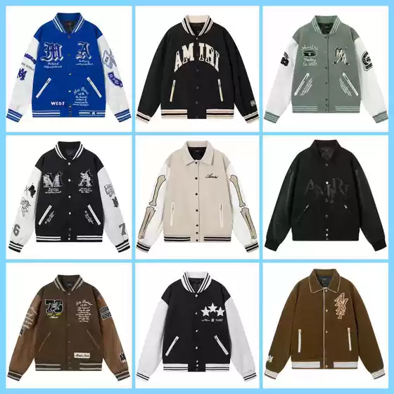 Correct Version Am1R1 Iconi Printed Bone Print Aviator Casual Jacket Unisex Baseball Jacket