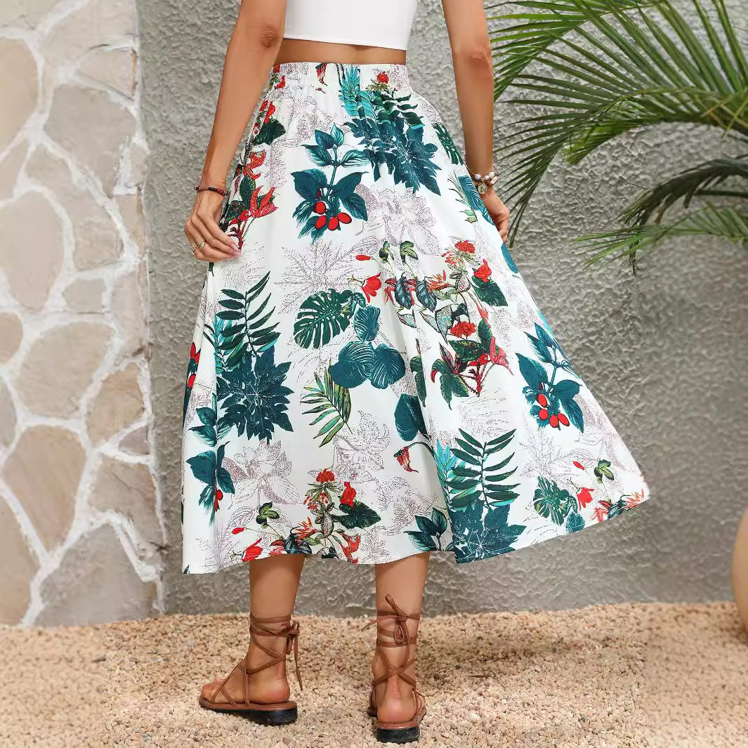 Floral Print Maxi Skirt Slim Fit Casual Style Vacation Wear Ready to Ship Wholesale Available