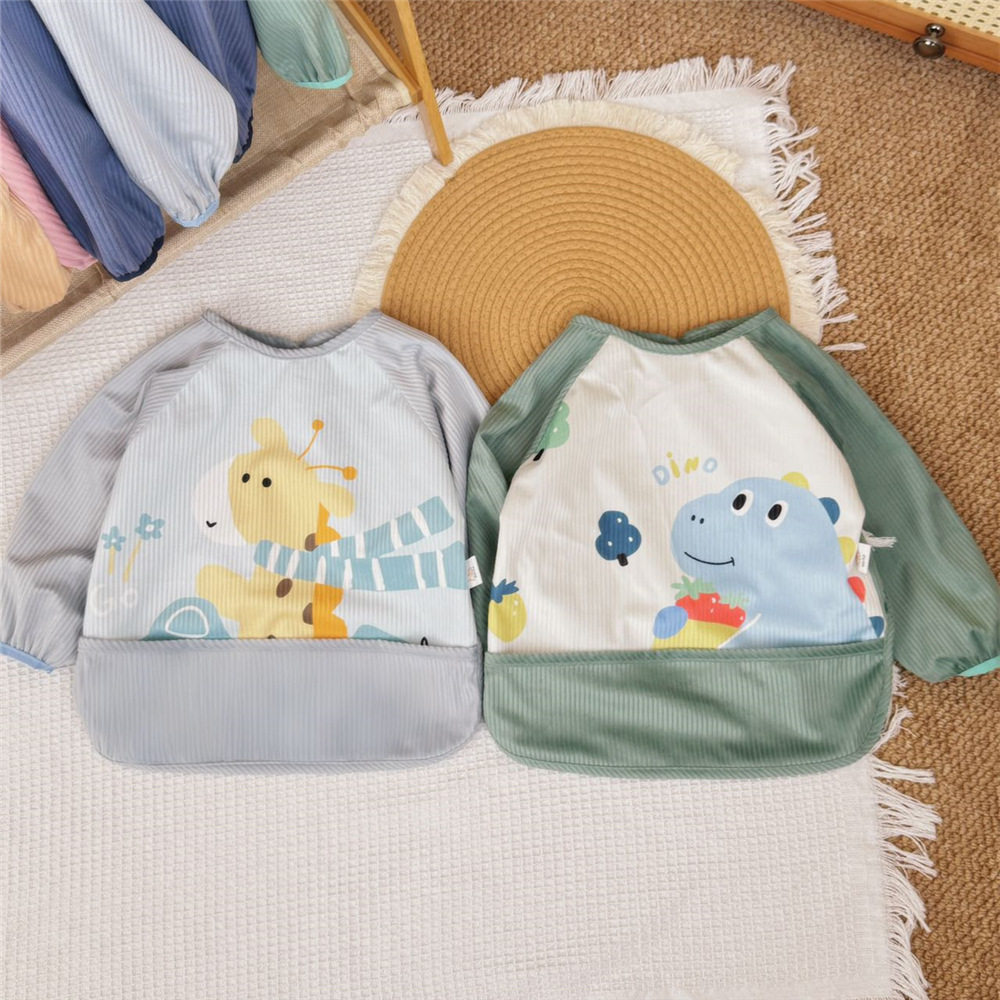 鲁冰花新款灯芯绒防水罩衣长袖卡通吃饭衣幼儿园围兜儿童套褂条绒,淘宝优惠券,粉丝福利购,淘宝优惠卷