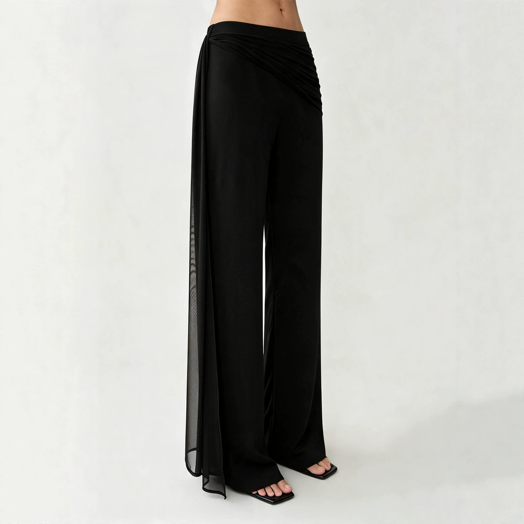High Waisted Black Flare Pants Elegant Design Lightweight Fabric Slim Fit Casual Wear for Autumn Winter Wholesale