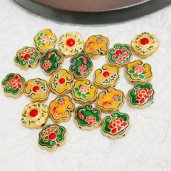 Diy ancient gold cloisonne carp lotus flower blooming rich national style burning blue color retaining clothing beaded material accessories