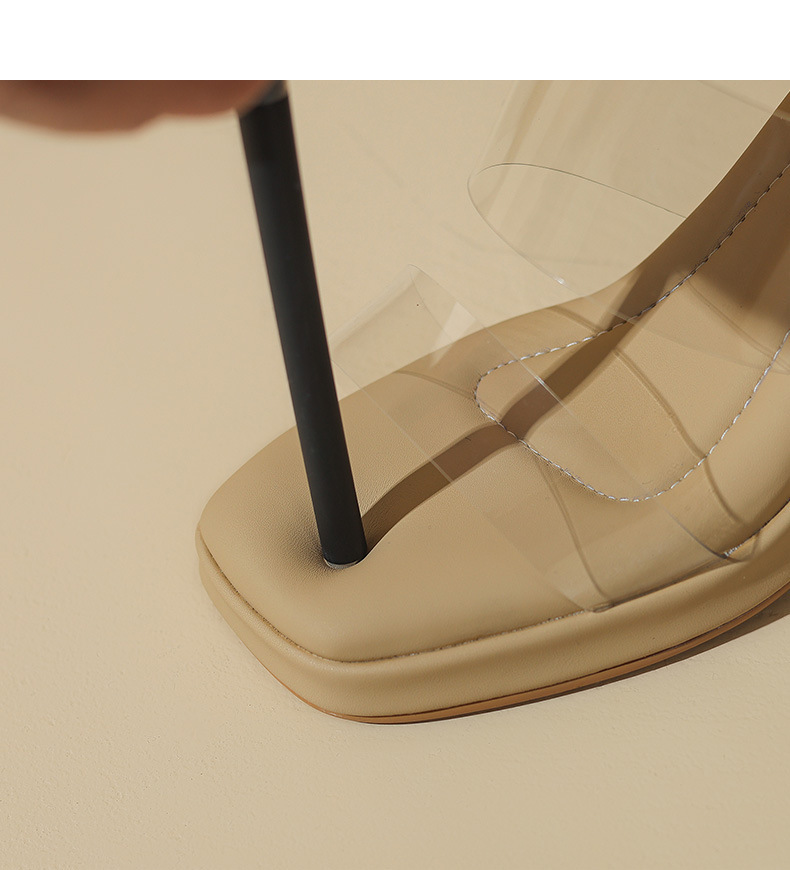 Dép sandal nữ quai ngang trong suốt gót pha lê 7cm 9cm — Bạc 7cm, Bạc 9cm, Màu trắng nhạt 9cm, Mơ 7cm