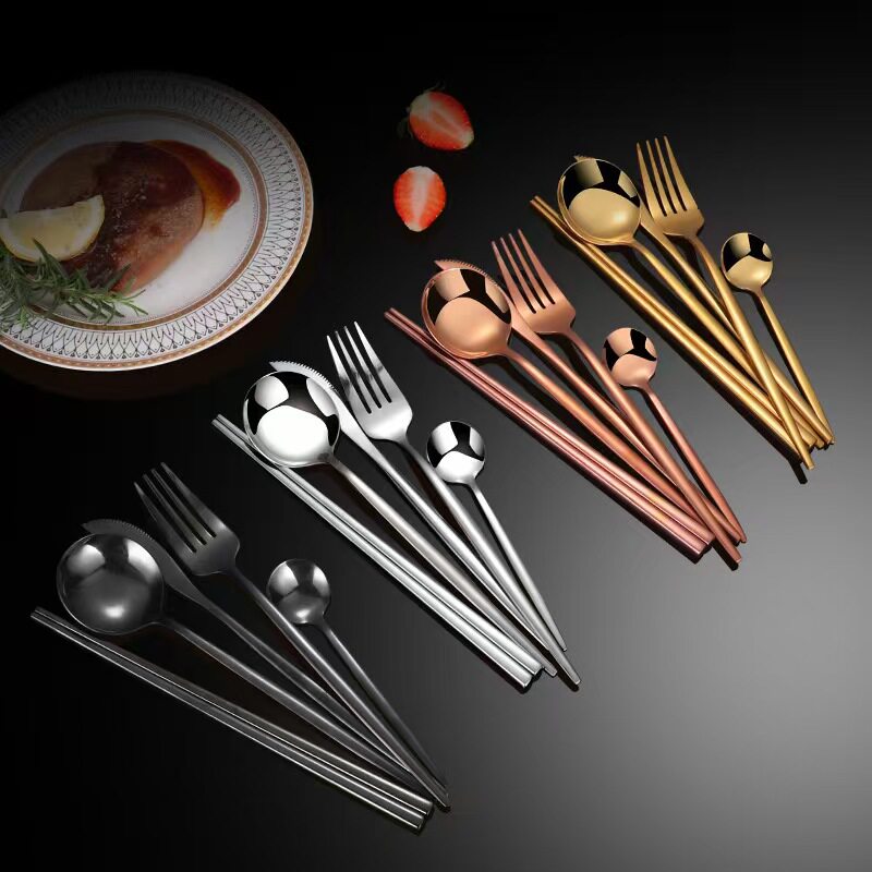 304 Stainless Steel Knife, Fork and Spoon Hotel Restaurant Steak Knife, Fork and Spoon Creative Portuguese Tableware suit Dessert Fork Spoon