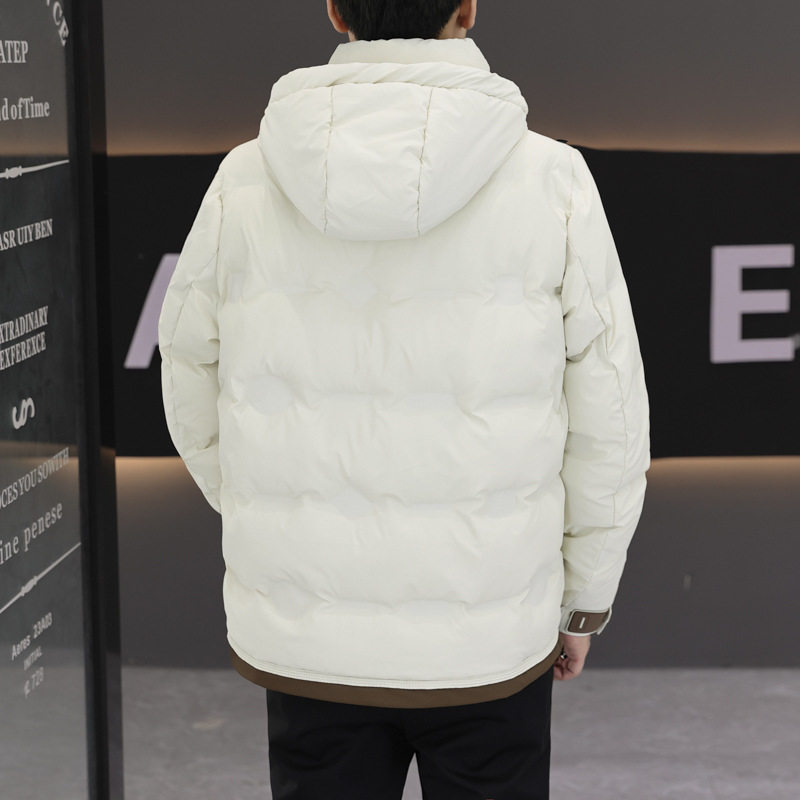 Men's Winter Thickened Collar Down Jacket Youth Fashion All-match Color Matching Korean Style Slim-fit Lightweight White Duck Down Jacket