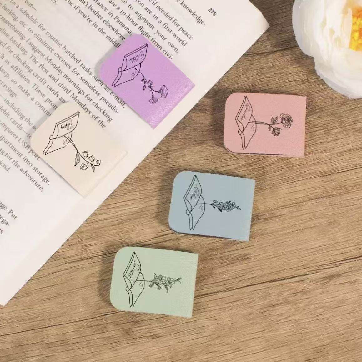 New Square Soft Magnetic Pu Customized Bookmark Book Pagination Student Reward Reading Can Logo Magnetic Creative Bookmark