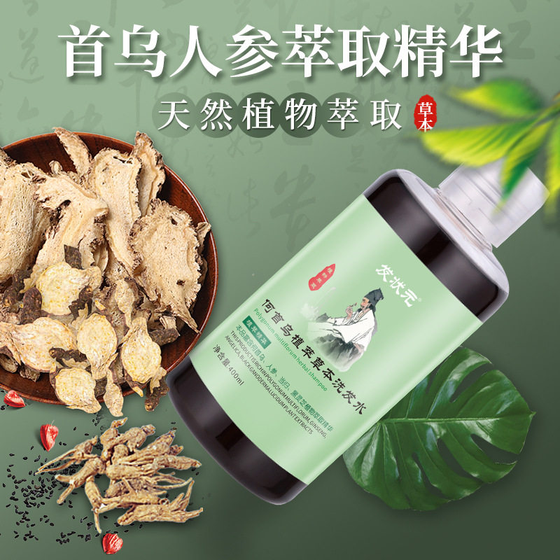 In-Stock Wholesale Herbal Shampoo with Polygonum Multiflorum Extract, Platycladus Orientalis Leaves, Ginger, and Ginseng for Volumizing Hair