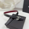 3.0cm wide wine red with small black diamond and silver buckle