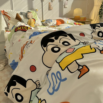 Four-Piece Washed Cotton Bed Set with Quilt Cover Ins Xiaoxin Student Dormitory Three-Piece Set